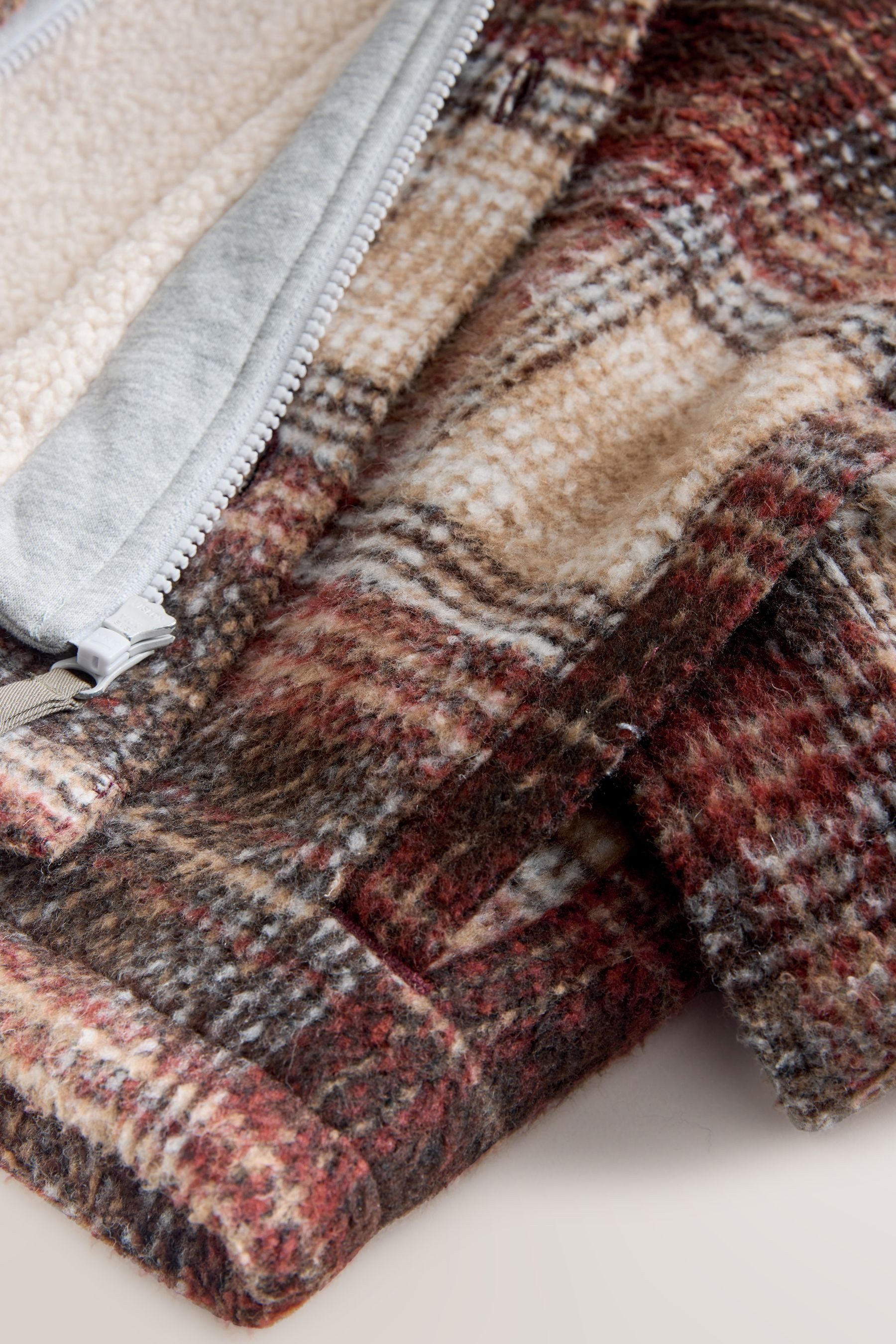 Next Hemdjacke Karierte Hemdjacke mit Kapuze und Borgfutter (1-St)