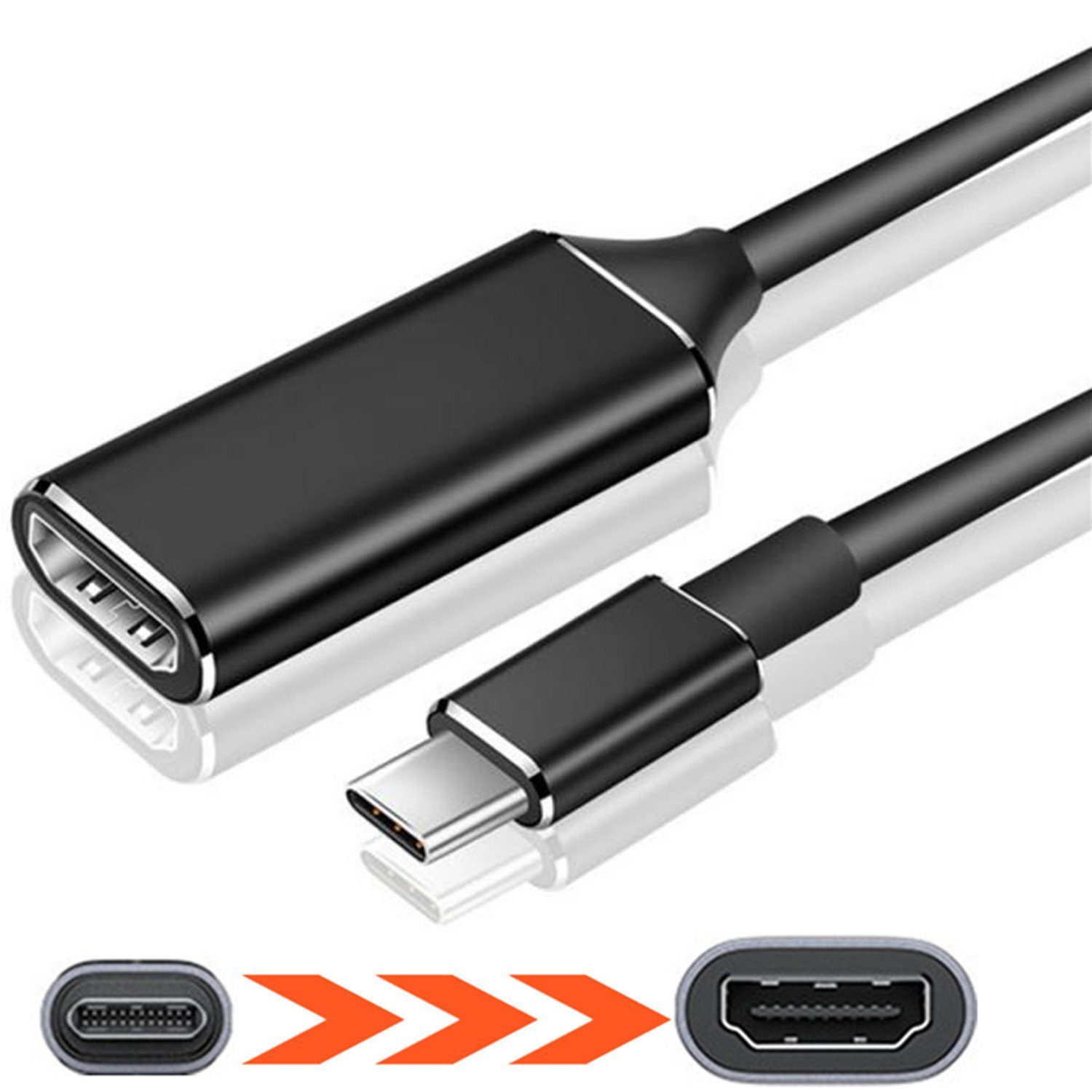 Olotos USB-C-Stecker zu HDMI-Buchse Adapter 4K Typ C auf HDMI Konverter Handy Audio- & Video-Kabel, für Huawei Samsung Galaxy iPhone 15 MacBook