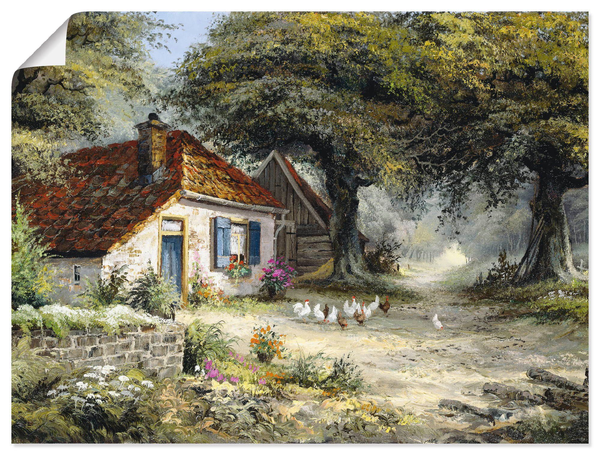 Artland Wandbild Märchenhaftes Ferienhaus, Garten (1 St), als Leinwandbild, Wandaufkleber oder Poster in versch. Größen