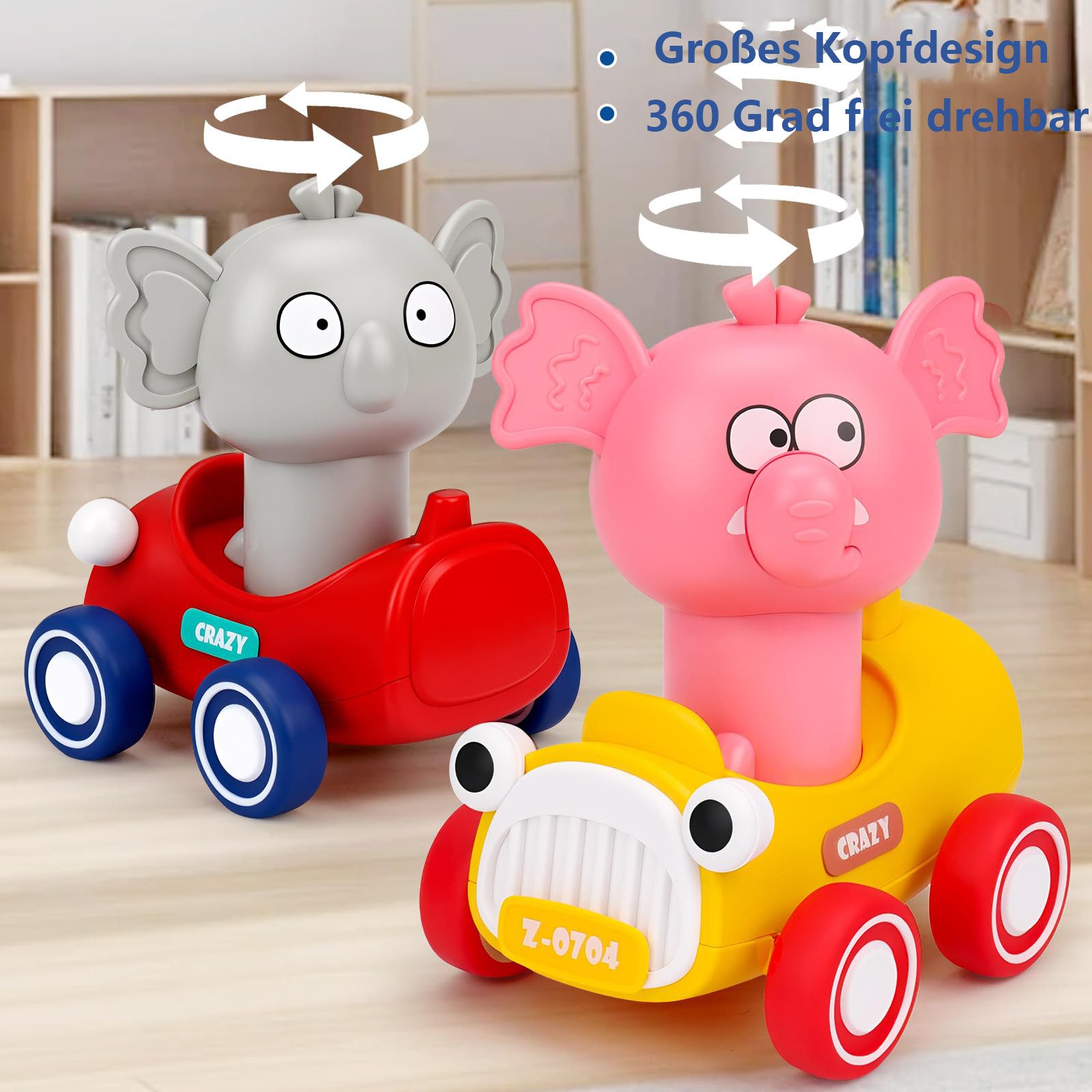 CLTYQ Toy Car Press to Go Car Toy for Toddlers 1-3, Baby Animal Racing Cars, Infant Toy Vehicle Set, Baby Push Go Friction Car Toy