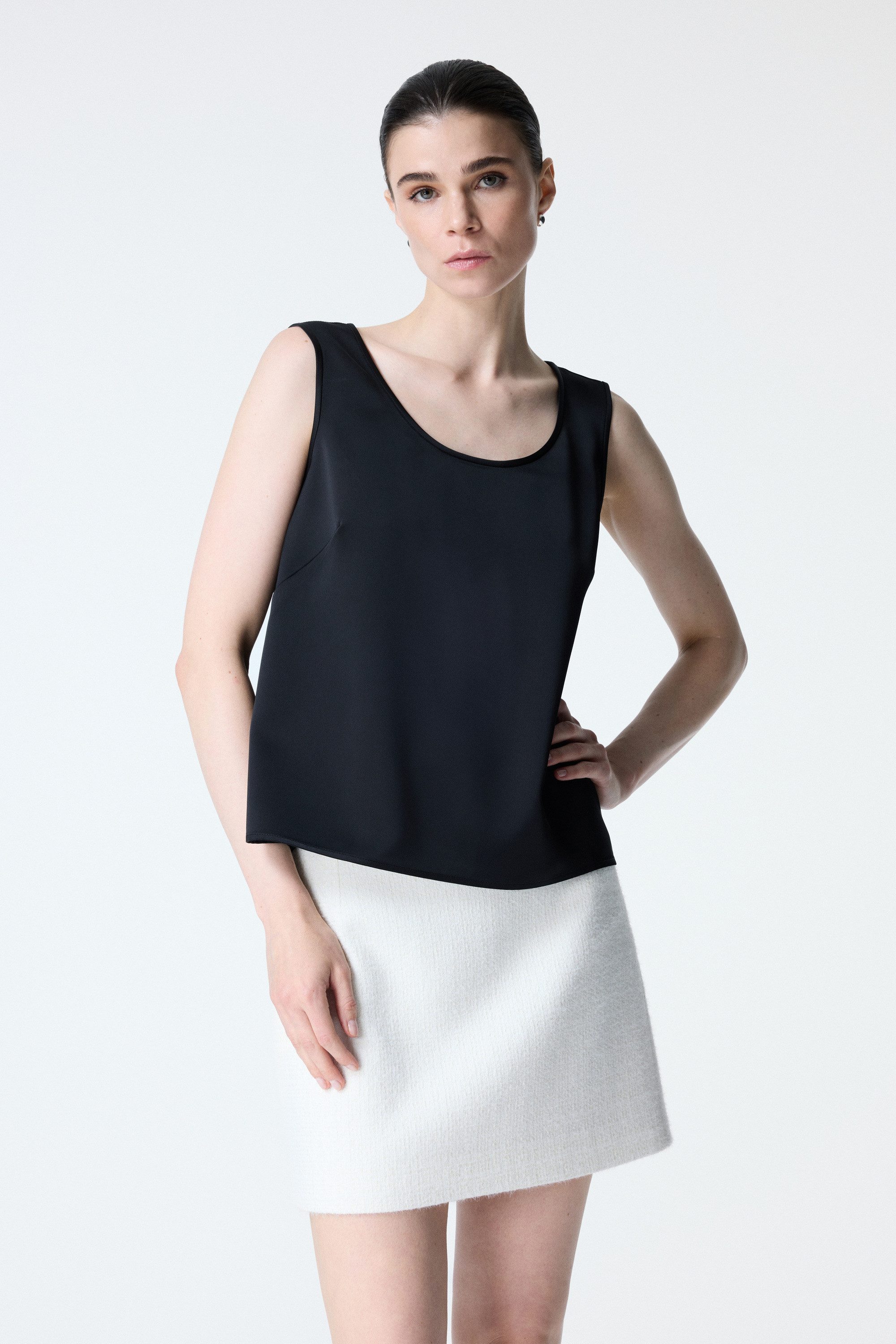 adL Blusentop Ärmellose Bluse mit U-Ausschnitt