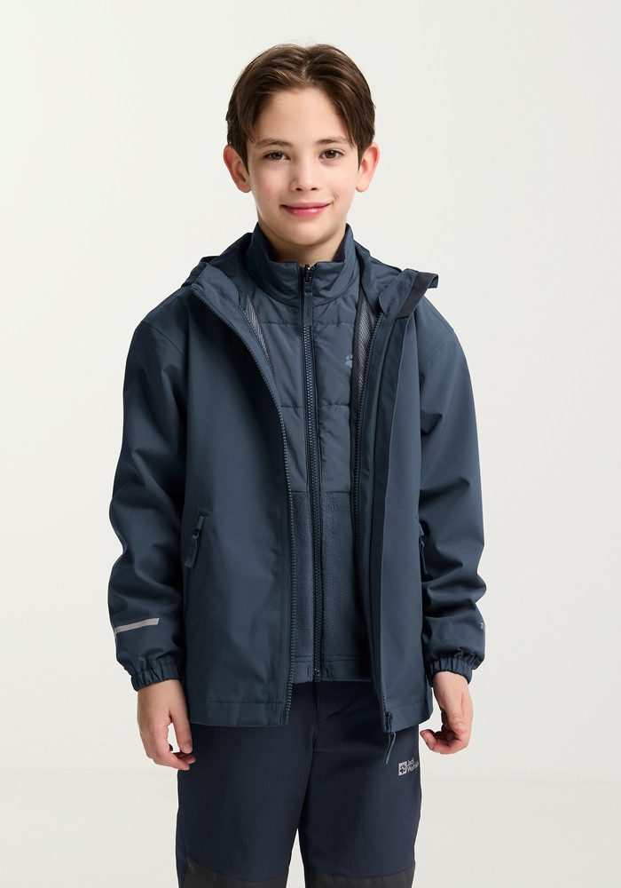 Jack Wolfskin 3-in-1-Funktionsjacke HYBRID 3IN1 JACKET K mit kombinierbarer Außen- und Innenjacke, wasserdichte Ausführung