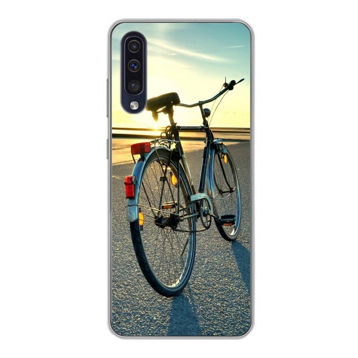 MuchoWow Handyhülle Nordsee - Fahrrad - Sonnenuntergang Handyhülle Samsung Galaxy A30s Smartphone-Bumper Print Handy