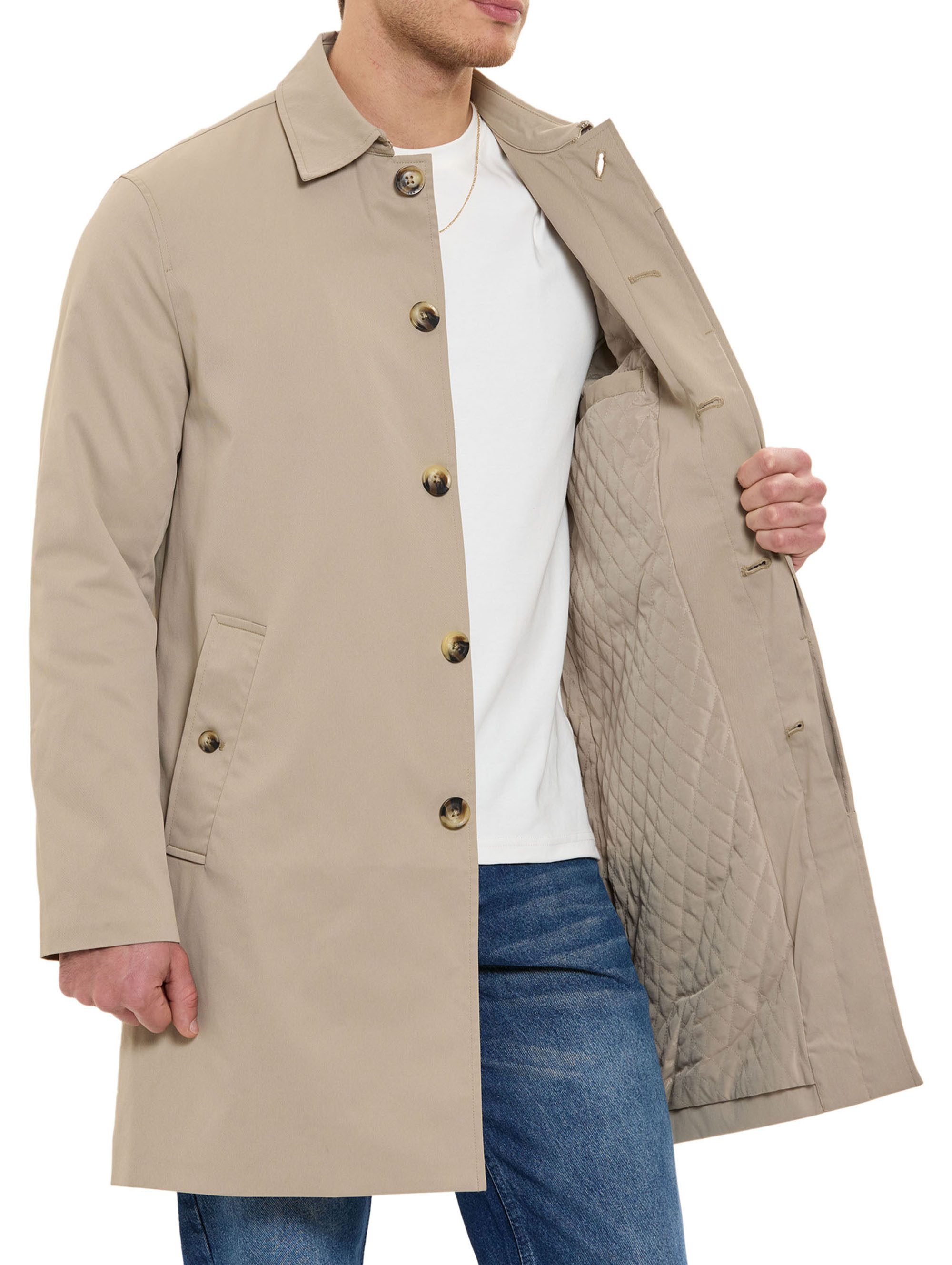 RedBridge Kurzmantel mit Hemdkragen und Knopfleiste Casual Look Gerade Passform, seitliche Eingrifftaschen, minimalistisches Design
