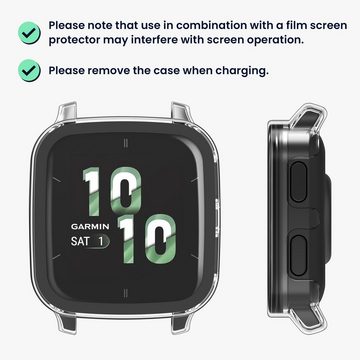 kwmobile Smartwatch-Hülle 2x Hülle für Garmin Venu Sq 2 Music / Sq 2, Fullbody Fitnesstracker Glas Cover Case Schutzhülle Set