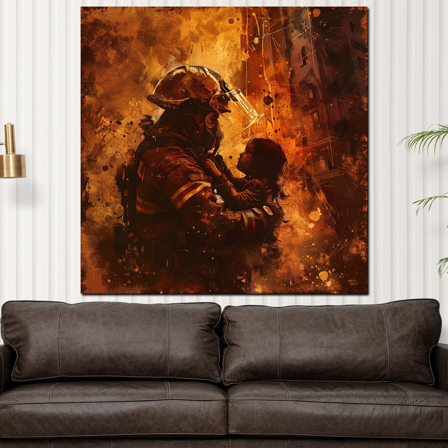 Artedinoi Leinwandbild Abstrakt Beautiful Job Feuerwehrmann Leinwandbild Wandbild Kunstdruck, Feuerwehrmann, abstrakt
