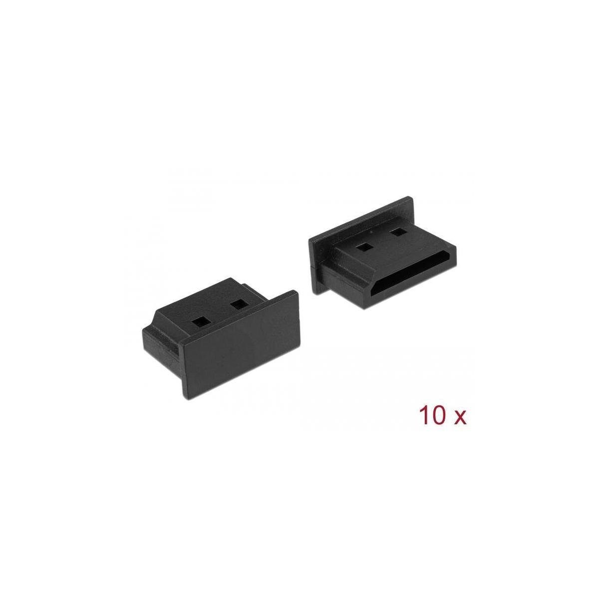 Delock Kabelverbinder-Sortiment Staubschutz für HDMI A Buchse ohne Griff 10 Stück schwarz