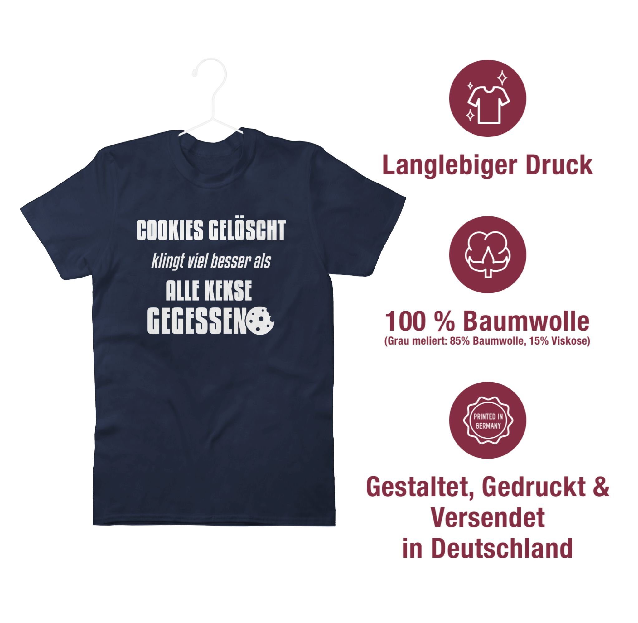 Blau 3 Cookies Shirtracer Geschenke gelöscht Nerd Navy T-Shirt