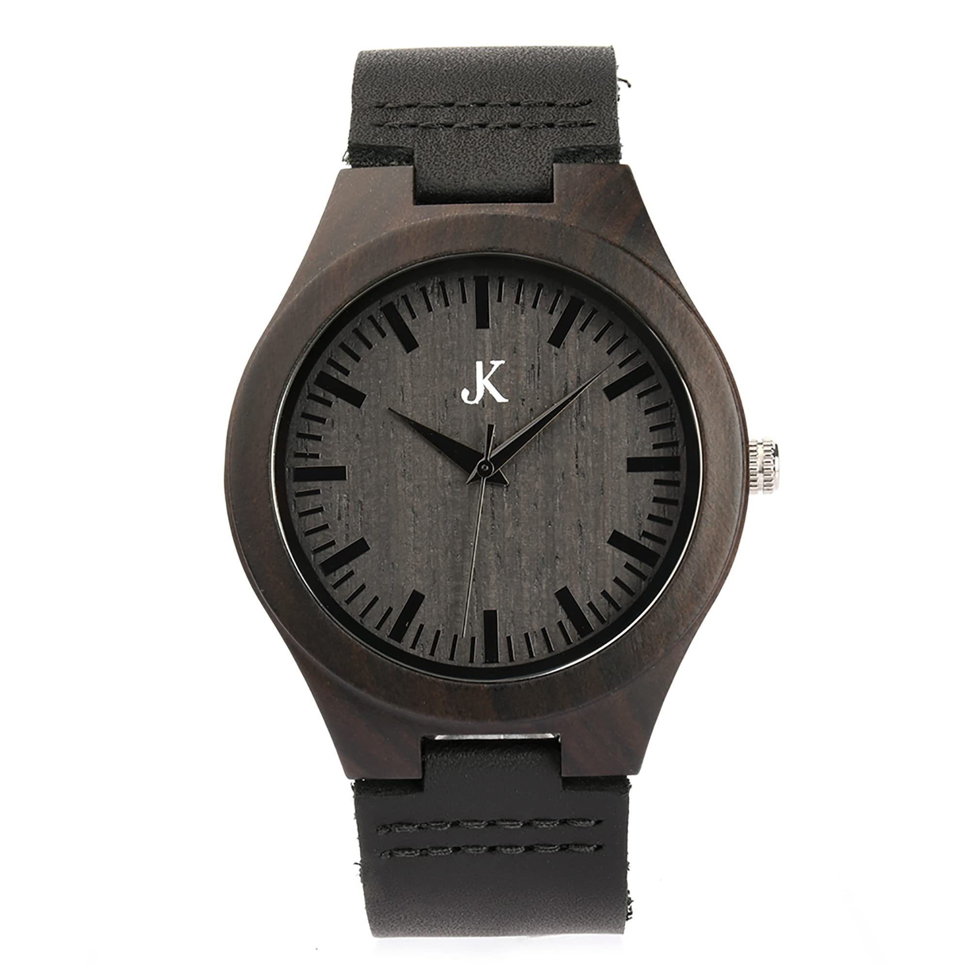 Kim Johanson Quarzuhr Black Mamba, aus Holz mit Lederarmband