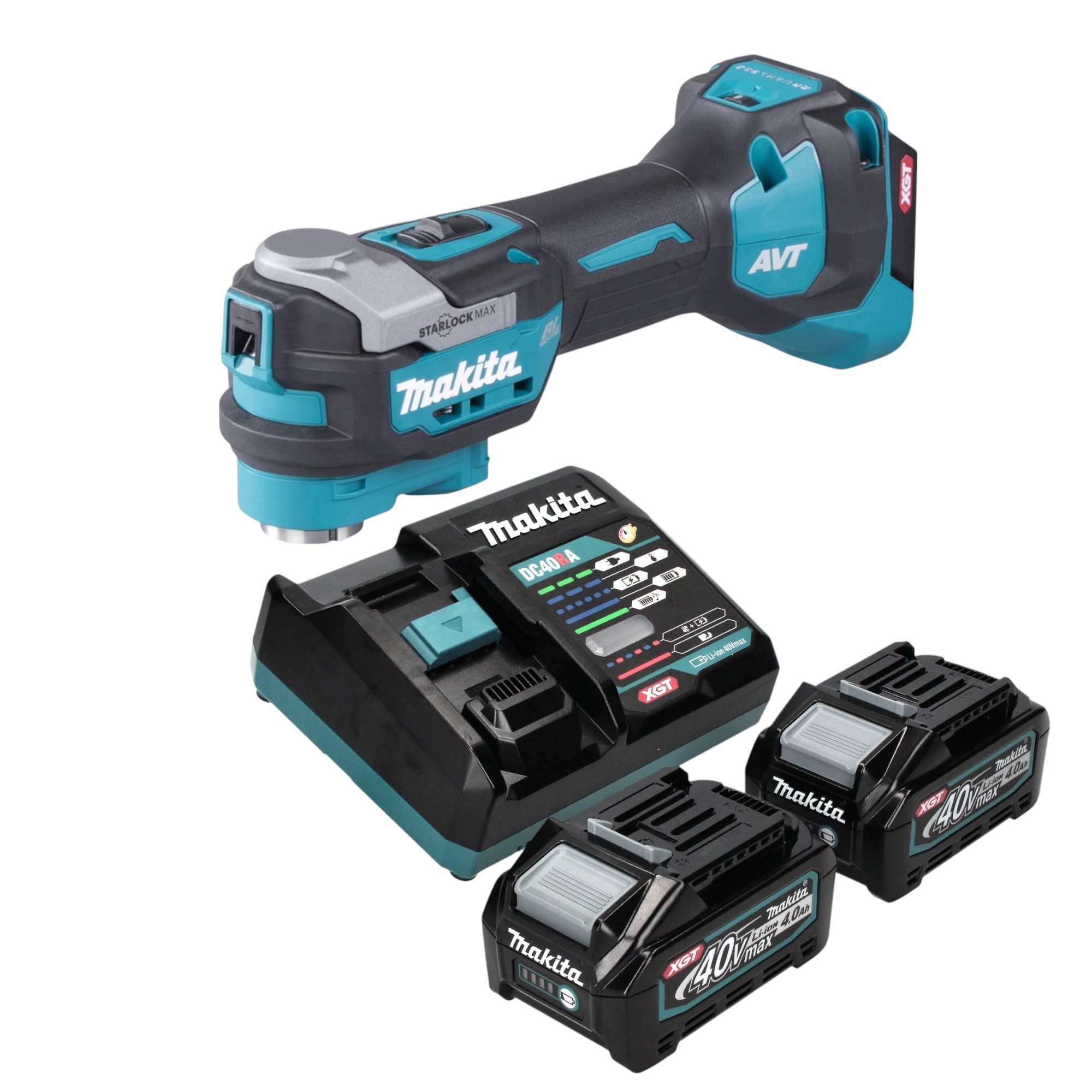 Makita Akku-Multifunktionswerkzeug TM 001 GM201 40 V max. Starlock Max + 2x Akku 4,0 Ah + Ladegerät