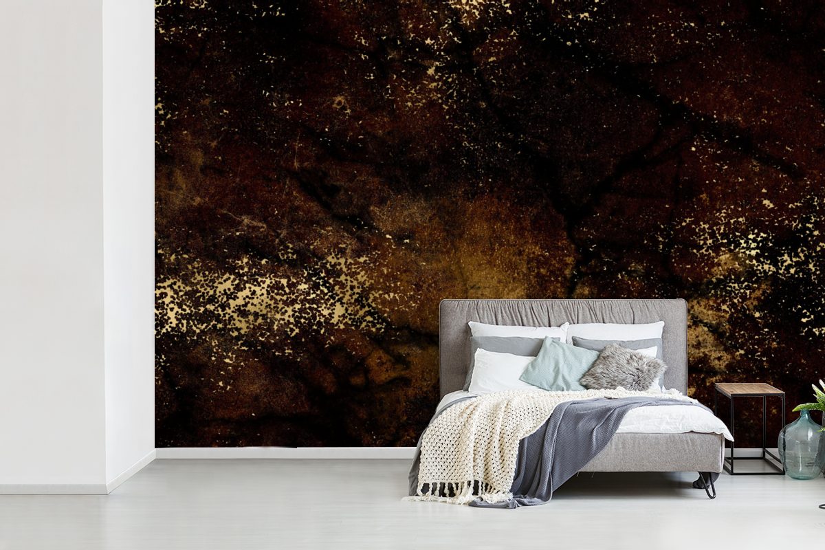 Schlafzimmer, - Wohnzimmer, - (6 Schwarz, - Gold Vinyl MuchoWow St), bedruckt, Matt, Abstrakt Tapete Farbe Kinderzimmer, für Fototapete Wallpaper