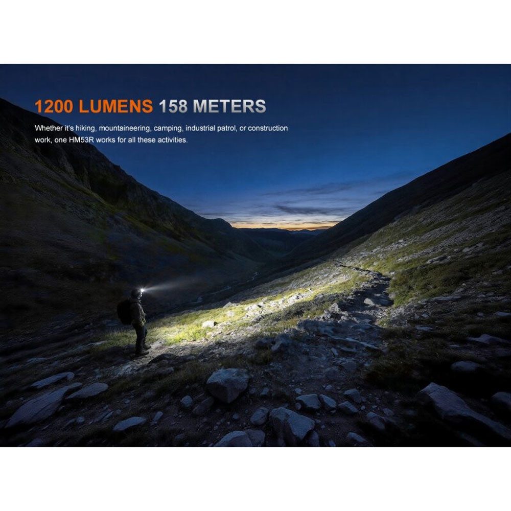 Fenix LED Stirnlampe HM53R LED Stirnlampe 1200 Lumen - Schwarze Kopflampe, via Magnet aufstellbar