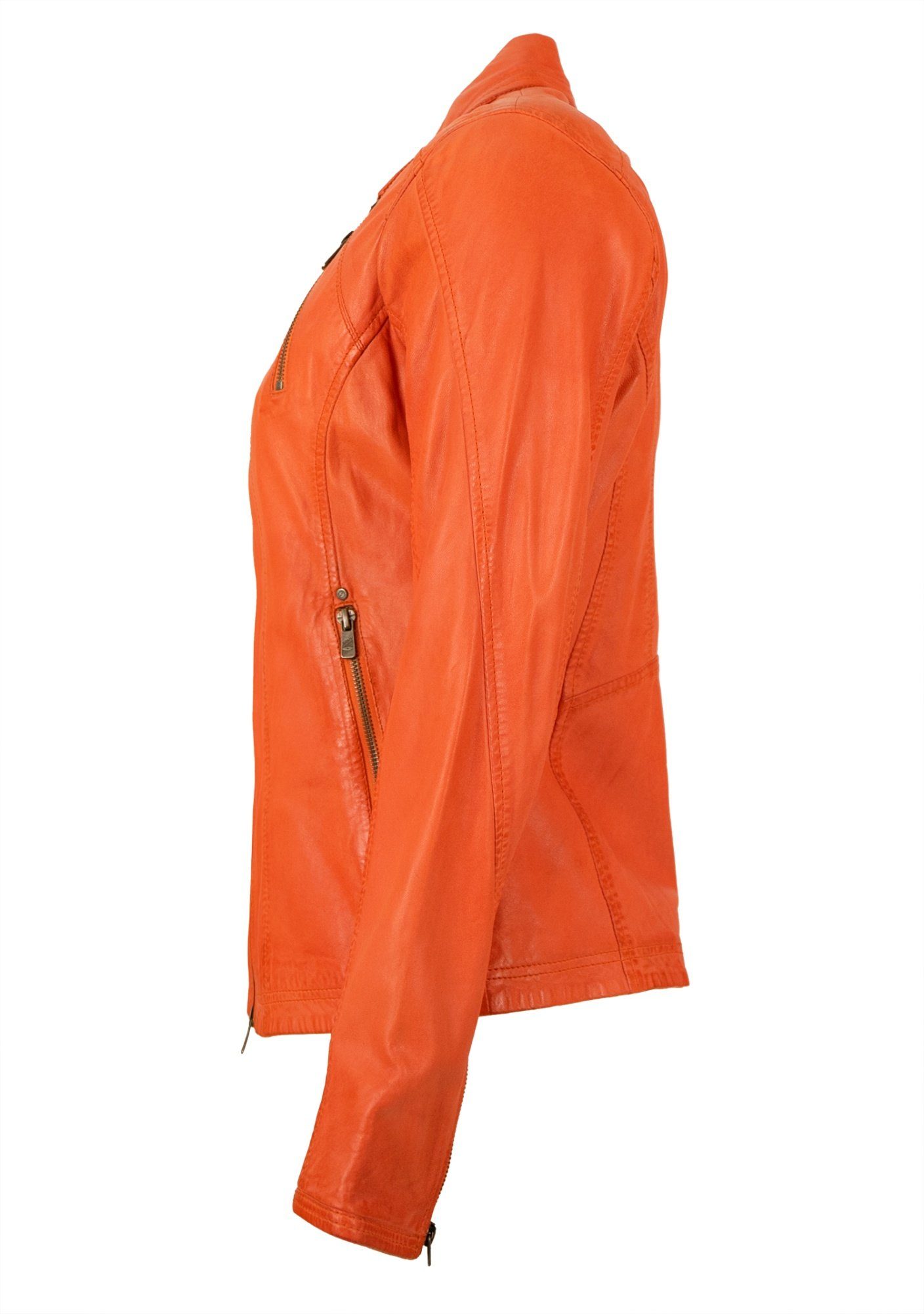 Jilani Jilani Enlil Lammnappa Echtleder coral Damen Lederjacke orange - Lederjacke