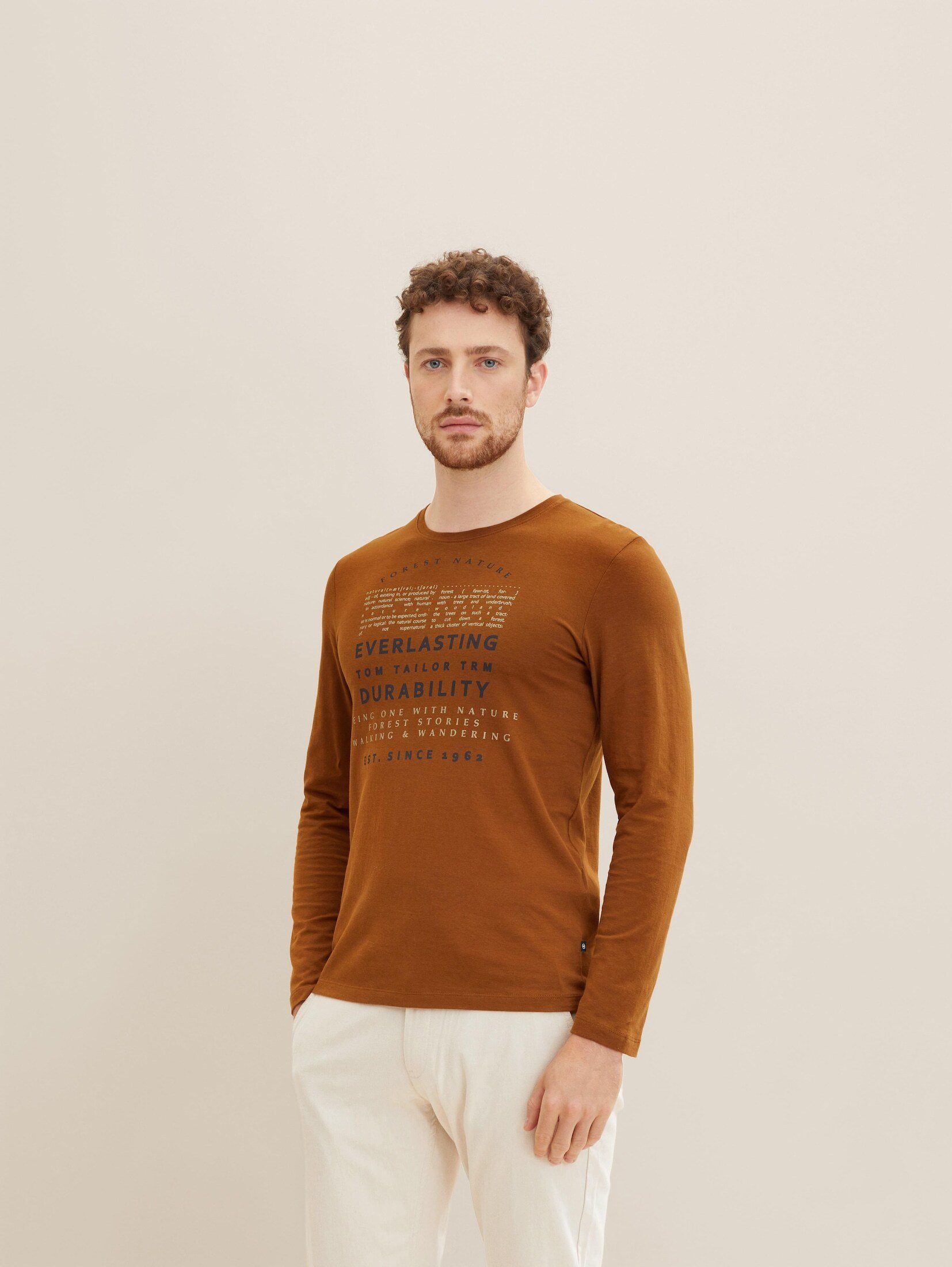 Langarmshirt T-Shirt brown TAILOR equestrian TOM mit Print