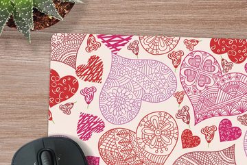 MuchoWow Gaming Mauspad Eine Illustration mit rosa und roten Herzen (1-St), Mousepad mit Rutschfester Unterseite, Gaming, 40x40 cm, XXL, Großes