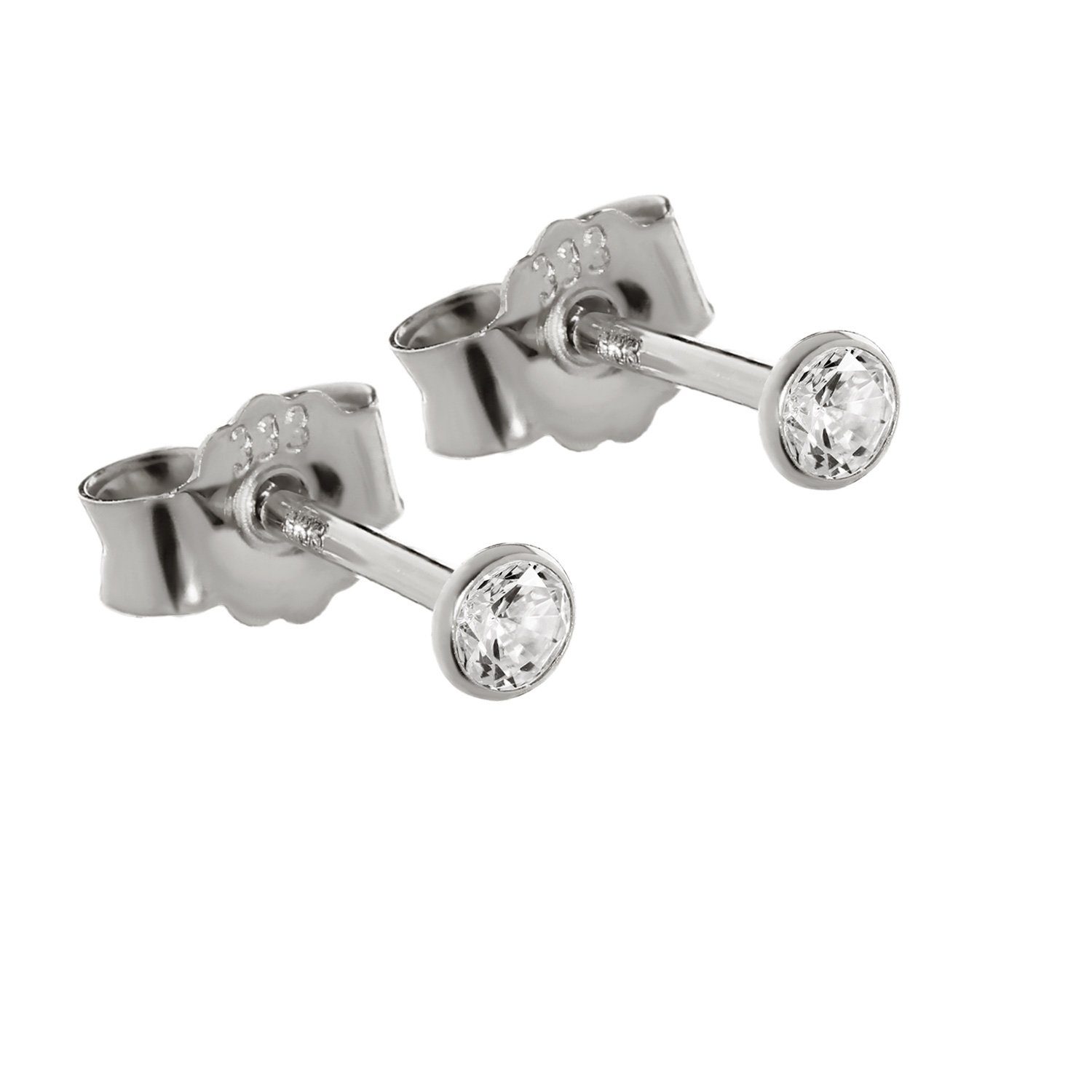 Paar Ohrstecker Paar Damen Herren Ohrstecker Weiß Gold 333er Zirko