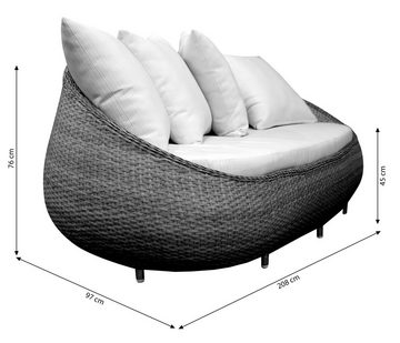 Dehner Gartenlounge-Set Geflecht-Lounge Avani, 4-teilig, inkl. Polster, Stylische Geflecht-Gartenlounge inkl. Tisch mit Glasplatte & Polster