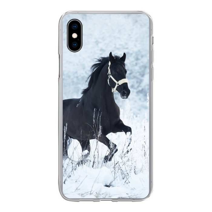 MuchoWow Handyhülle Pferd - Schnee - Winter Handyhülle Apple iPhone Xs Smartphone-Bumper Print Handy
