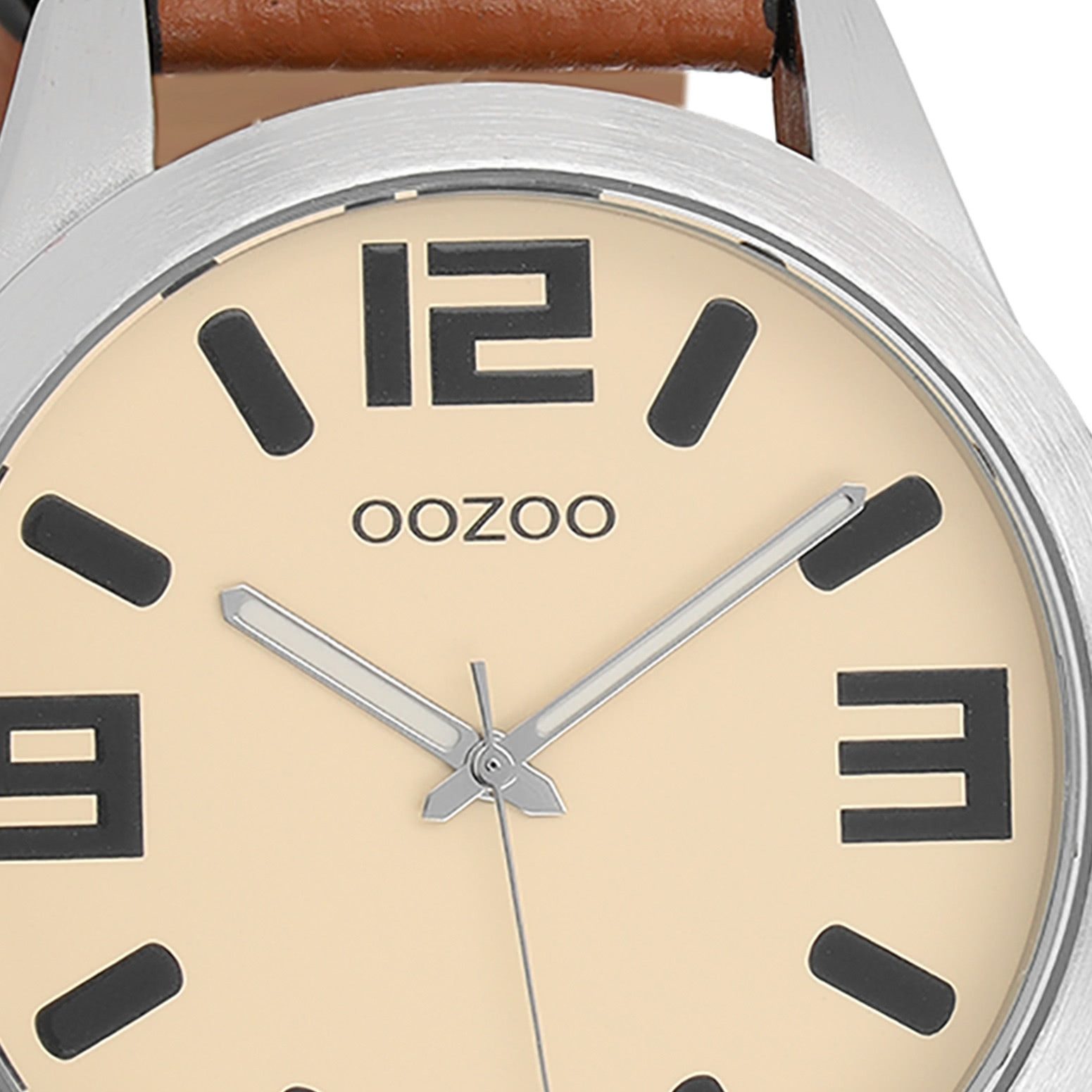 OOZOO Quarzuhr Oozoo Damen Armbanduhr Timepieces Analog, (Analoguhr), Damenuhr rund, extra groß (ca. 46mm) Lederarmband, Fashion-Style