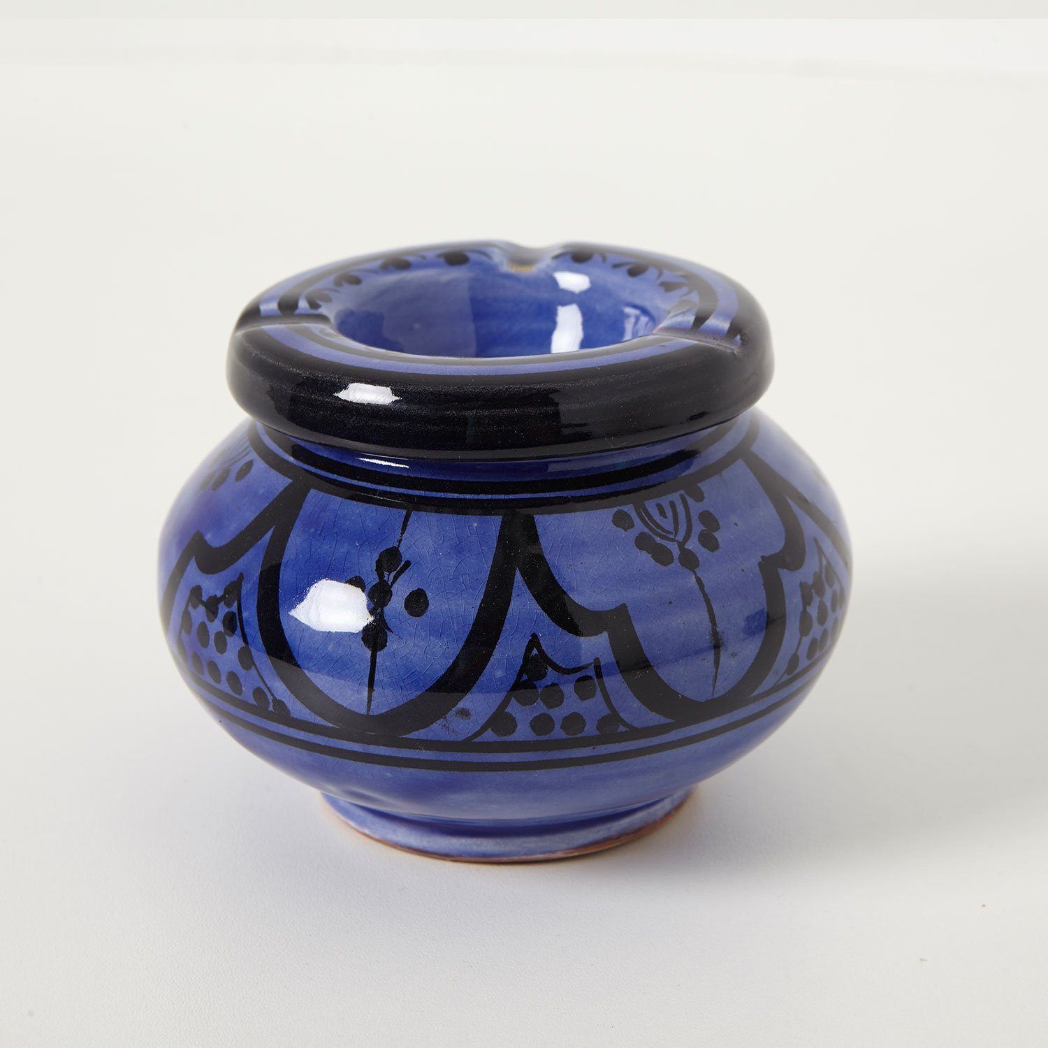 Casa Moro Aschenbecher Marokkanischer Keramik Aschenbecher Windaschenbecher handgetöpfert, handbemalt, Weihnachtsdeko, Kunsthandwerk aus Marrakesch Blau