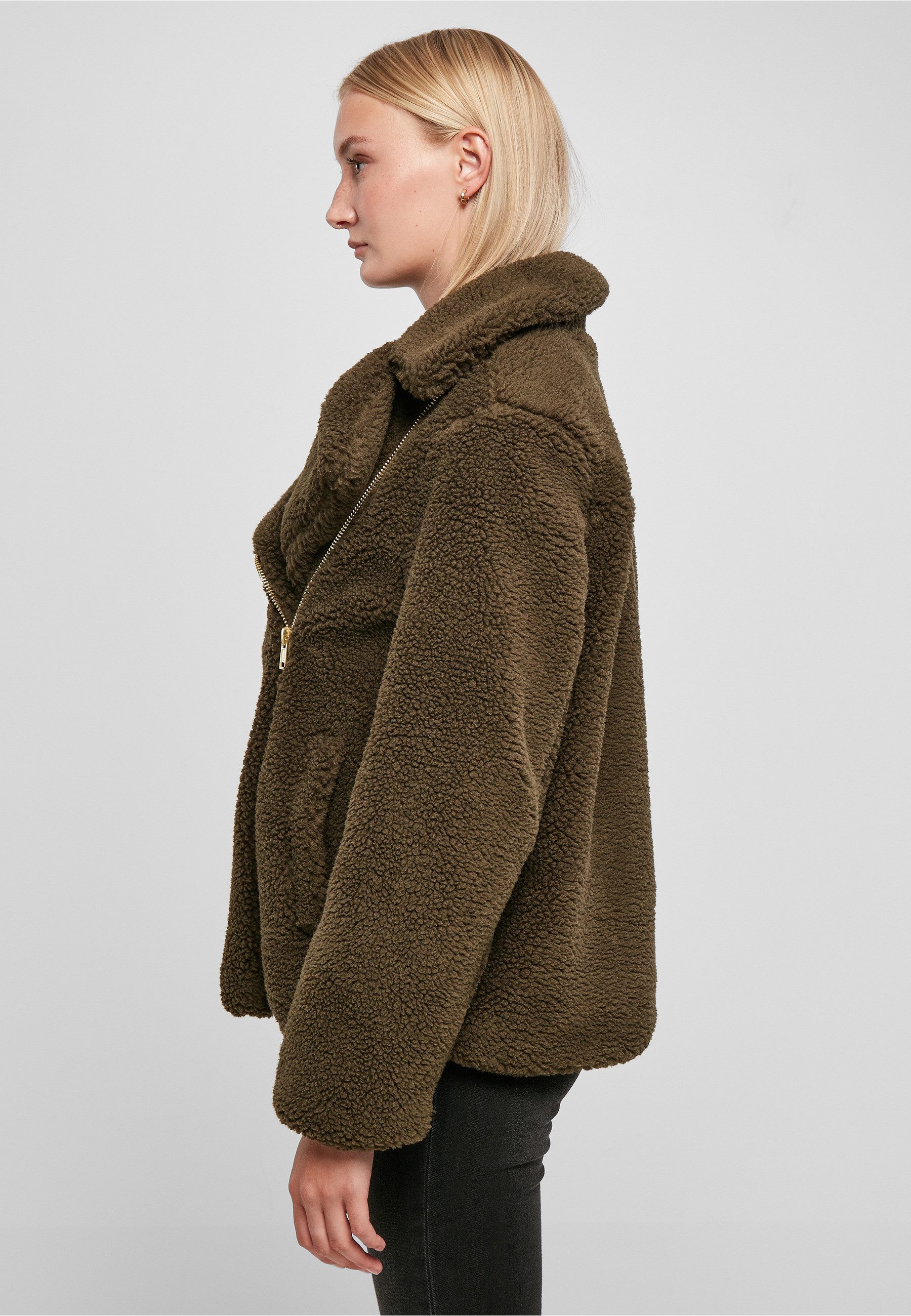 URBAN CLASSICS Winterjacke Urban Classics Damen Ladies Sherpa Biker Jacket (1-St)