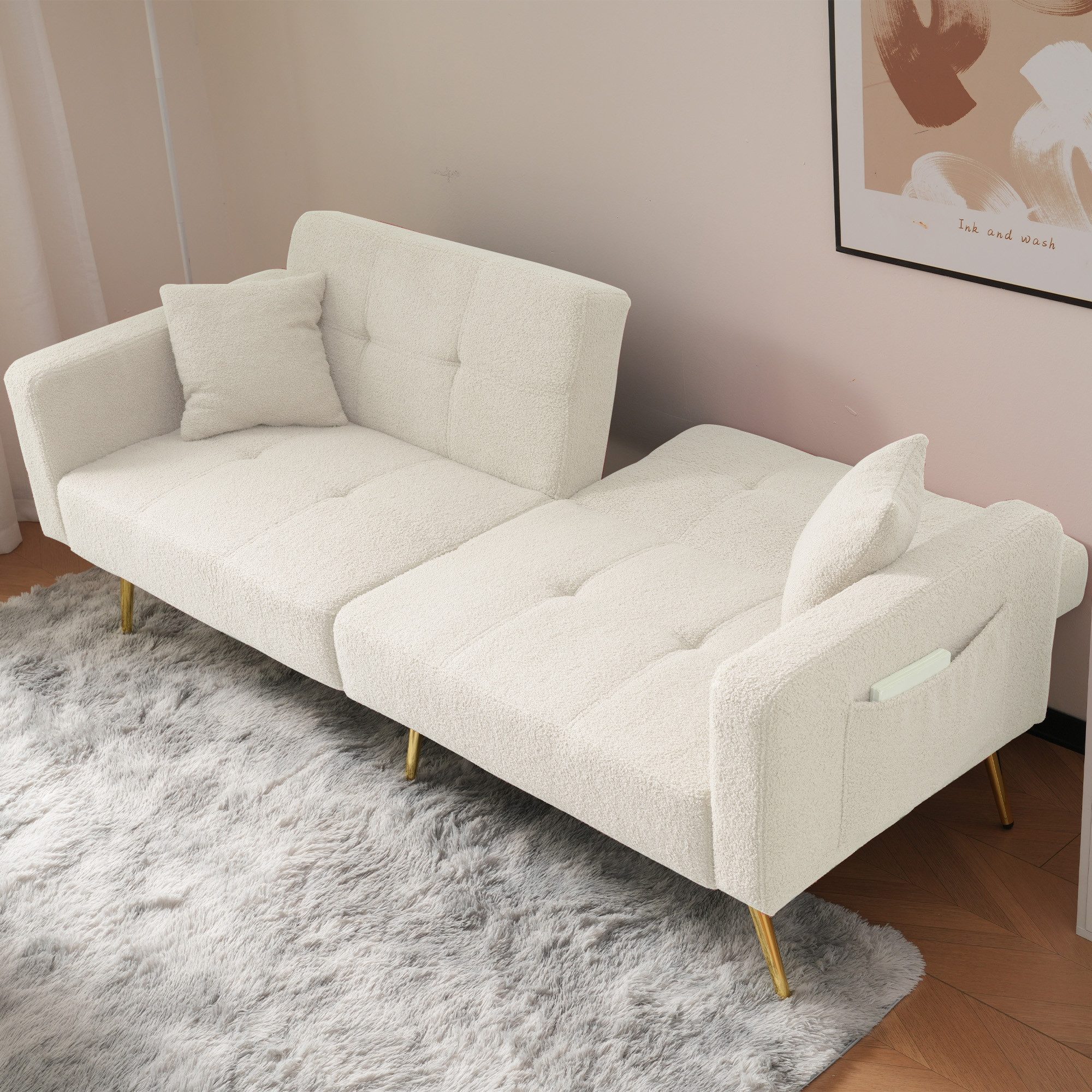 Ulife Schlafsofa mit Winkel, goldenen Beinen, günstig online kaufen