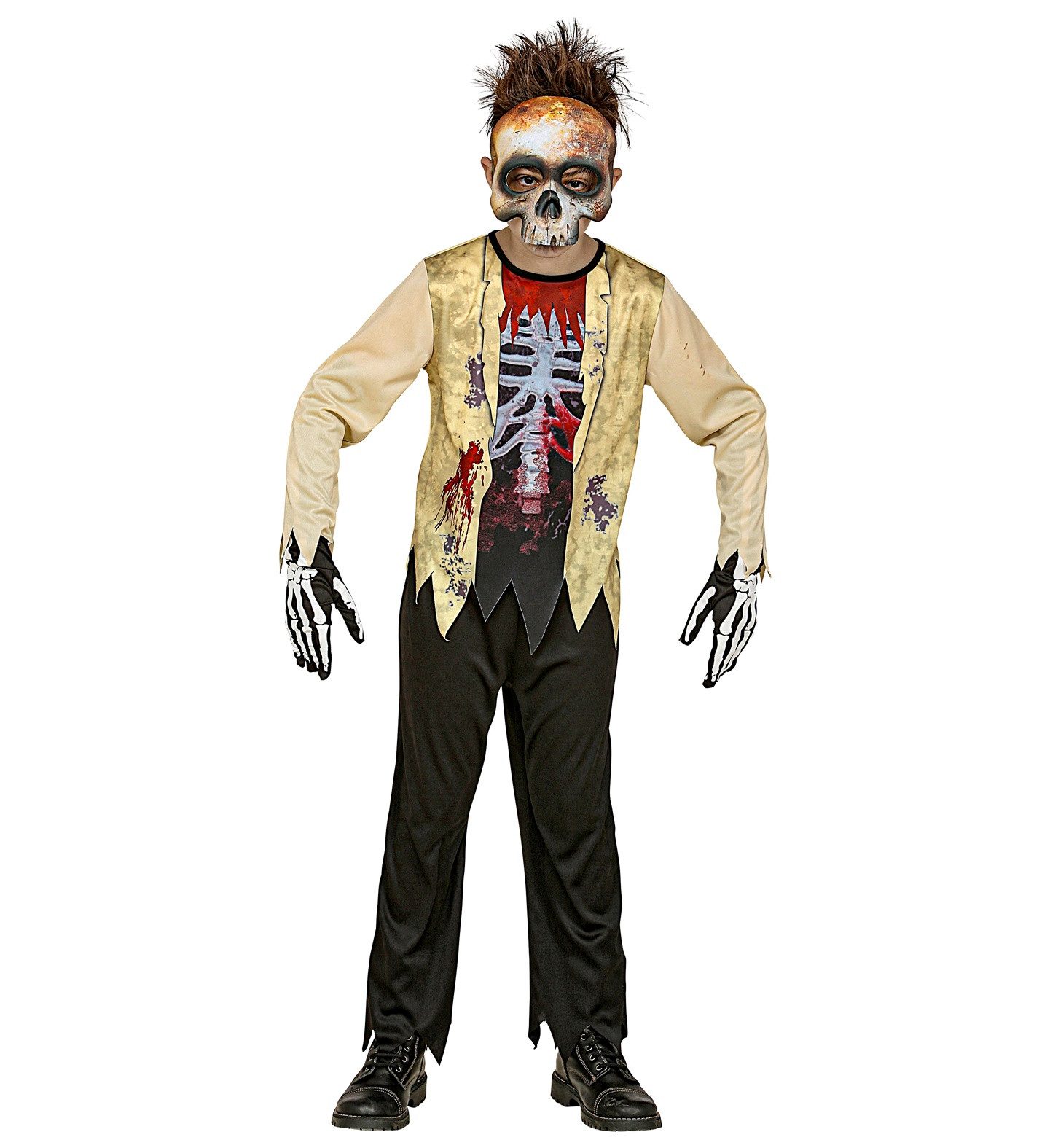 Widmann S.r.l. Hexen-Kostüm 'Zombie Skelett' Halloween Kinderkostüm, Anzug mi