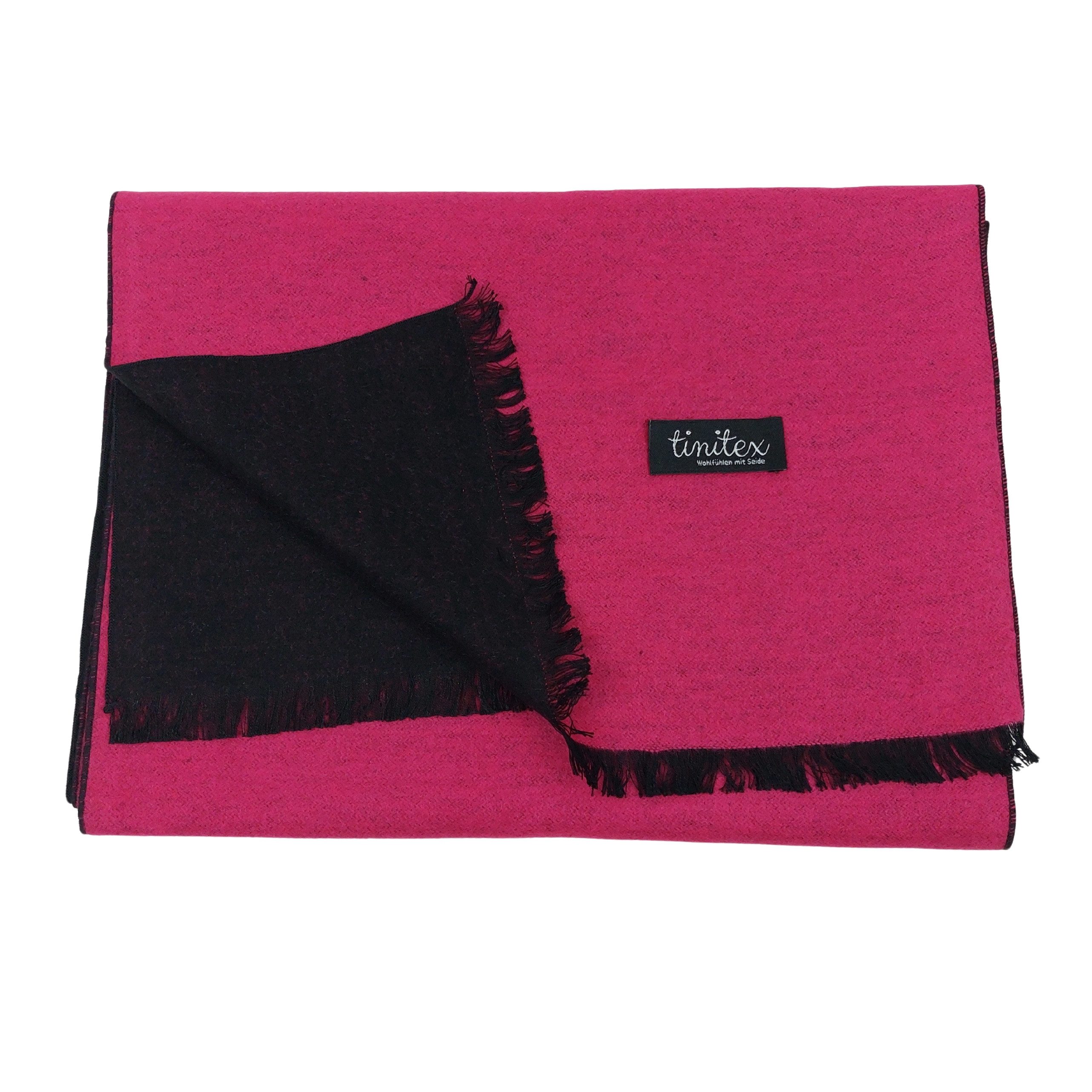 TINITEX Seidenschal Winterschal Schal Seidenflanell zweifarbig (schwarz + Farbe)