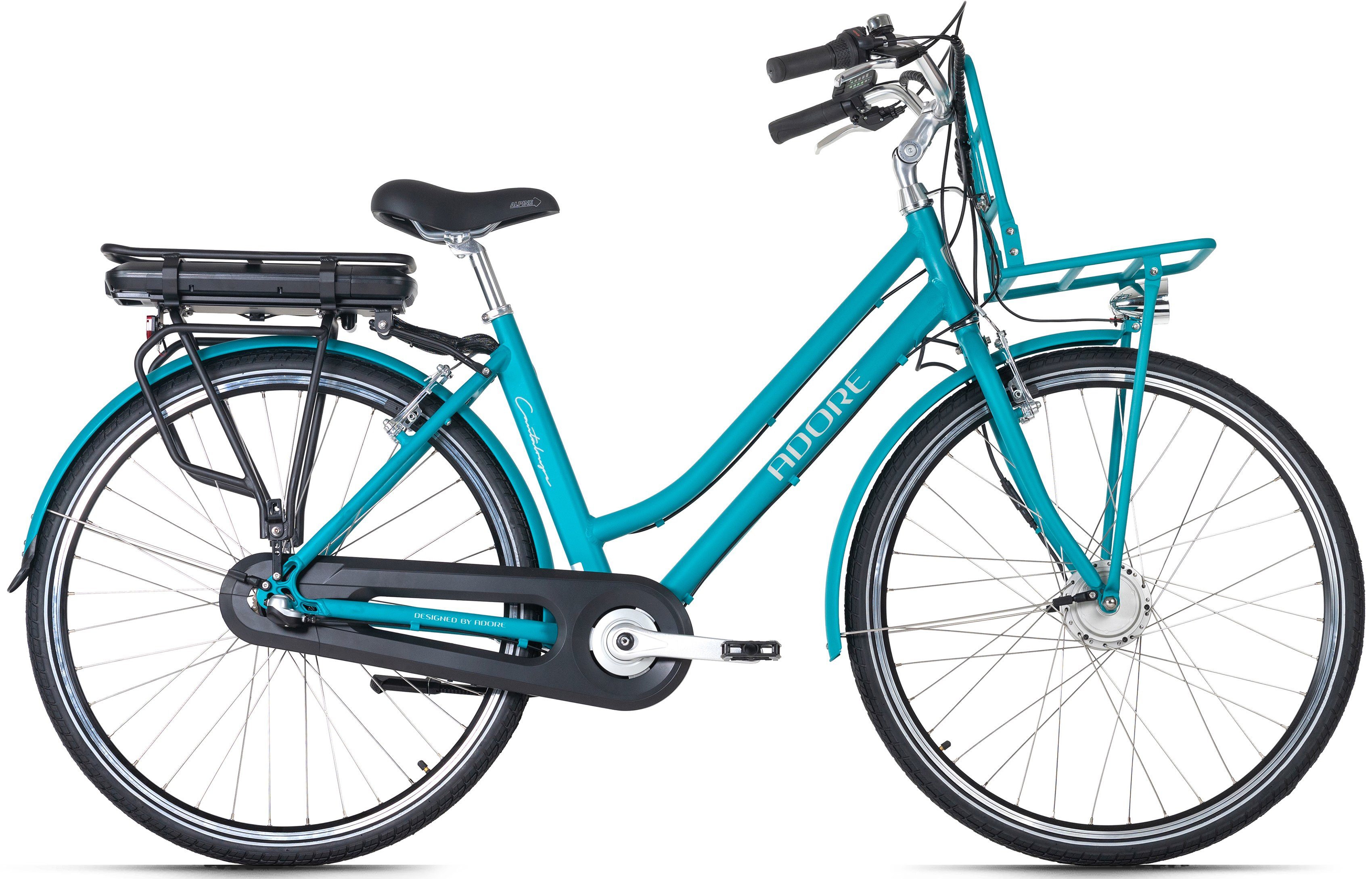 Adore E-Bike Cantaloupe, 3 Gang Shimano Nexus Schaltwerk, Nabenschaltung, Frontmotor, 374,4 Wh Akku, Pedelec, Elektrofahrrad für Damen u. Herren, Cityrad