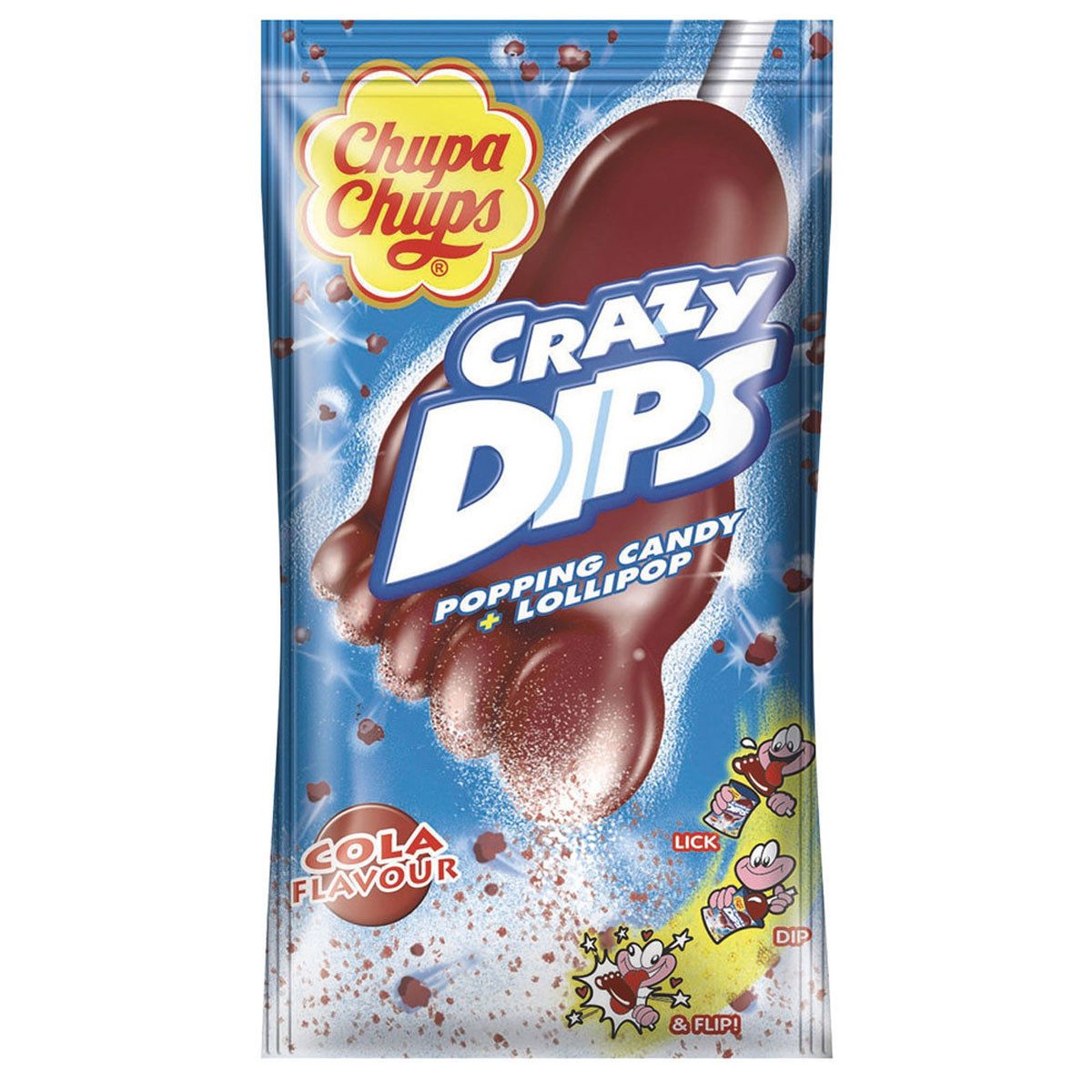 Chupa Chups Süßigkeit, Chupa Chups Crazy Dips Cola Lolly prickelnde Knisterbrause 14g
