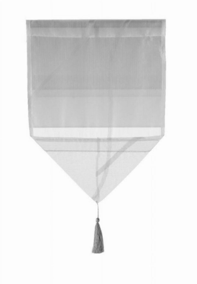Scheibengardine, Gardinenbox, Stangendurchzug (1 St), transparent, Voile,  Scheibenhänger Dreieck Abschluss Bommel »Artvin« 10000329