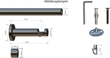 Gardinenstange Consul, indeko, Ø 20 mm, 1-läufig, Wunschmaßlänge, mit Bohren, verschraubt, Aluminium, Innenlauf Komplett-Set inkl. Gleitern und Montagematerial