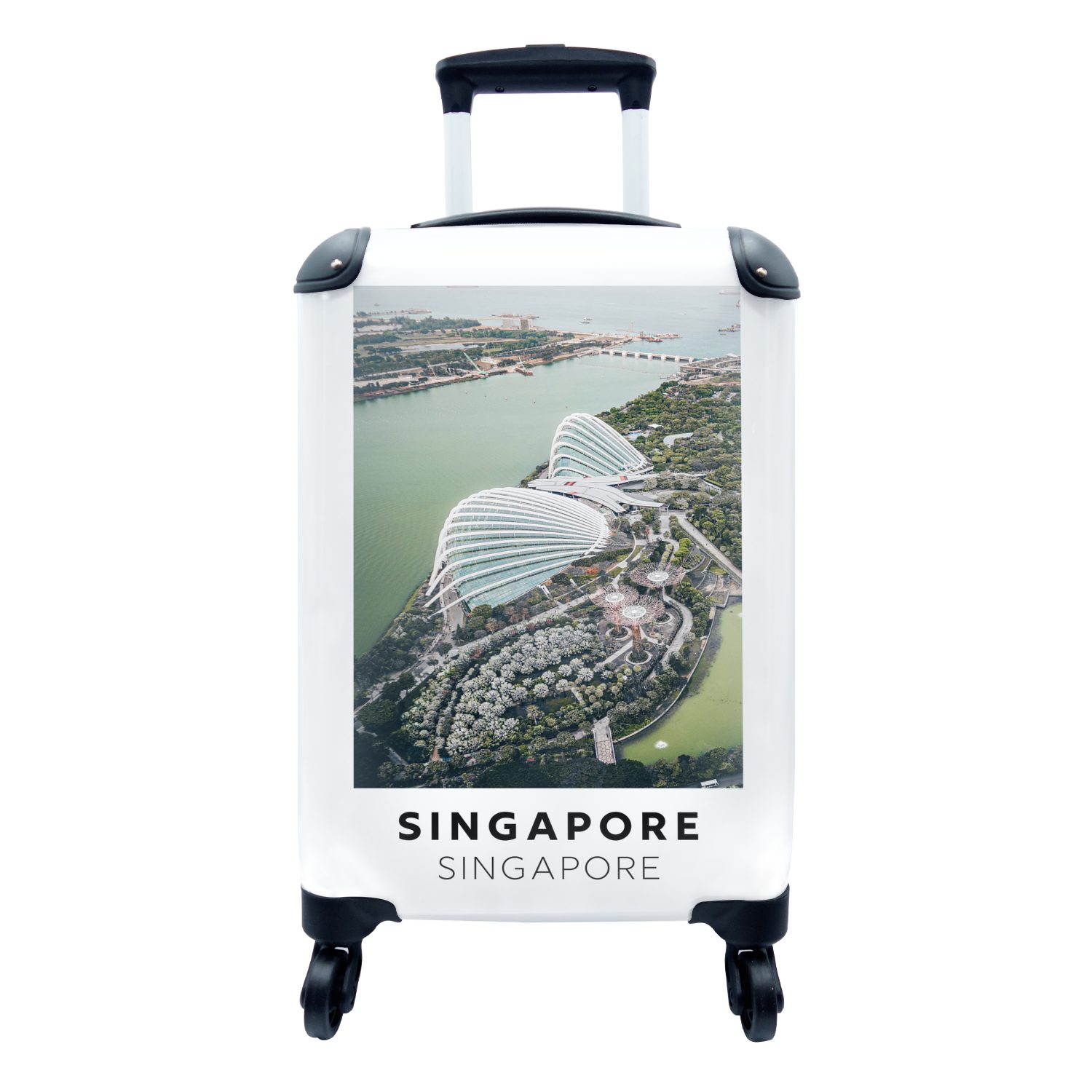 MuchoWow Handgepäckkoffer Singapur - Architektur - Wasser, 4 Rollen, Reisetasche mit rollen, Handgepäck für Ferien, Trolley, Reisekoffer