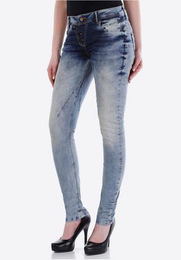 Cipo & Baxx Slim-fit-Jeans mit asymmetrischem Verschluss
