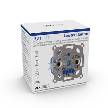 LED's light Drehdimmer 0190014 Universaldimmer, 3-250 W Markenkompatibel flache Bauform