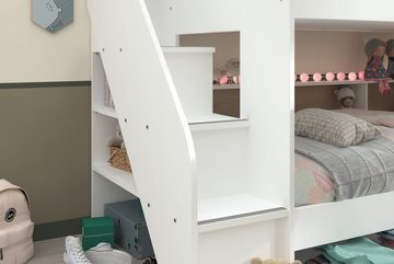Faizee Möbel Hochbett Etagenbett Bibop 1 Parisot Weiß +Schubkasten +Bett + Bettschubkasten