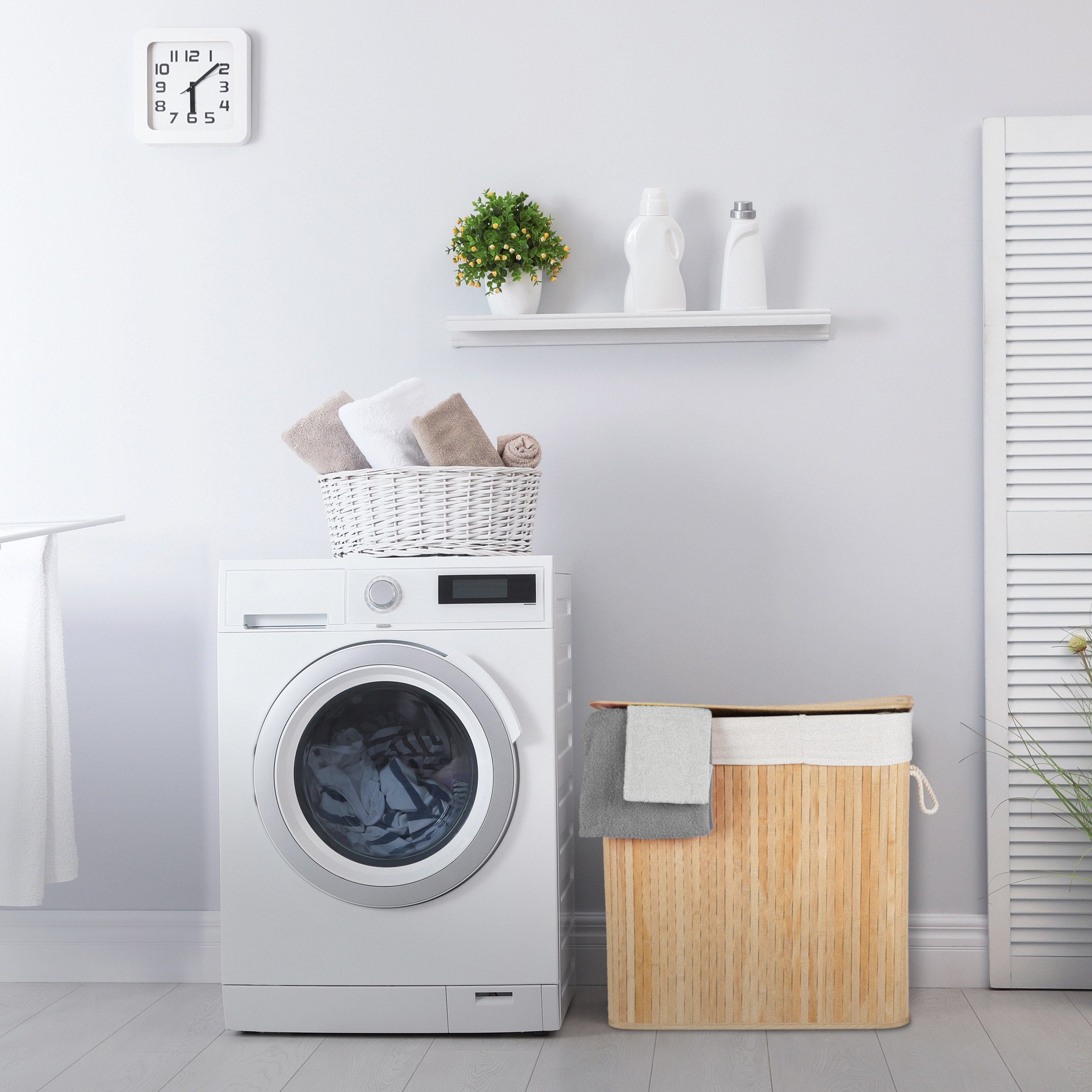 relaxdays Wäschesortierer Bambus Wäschekorb 3 Fächer, natur günstig online kaufen