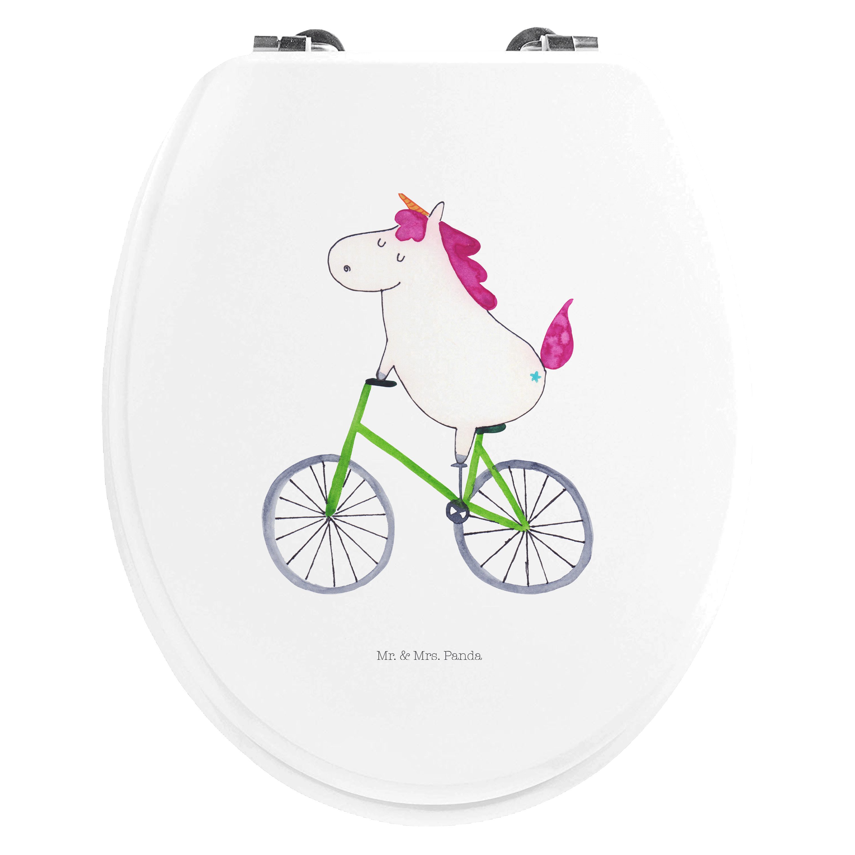 WC-Sitz Einhorn Radfahrer - Weiß - Geschenk, Toilettendeckel, Konfetti, Einhö