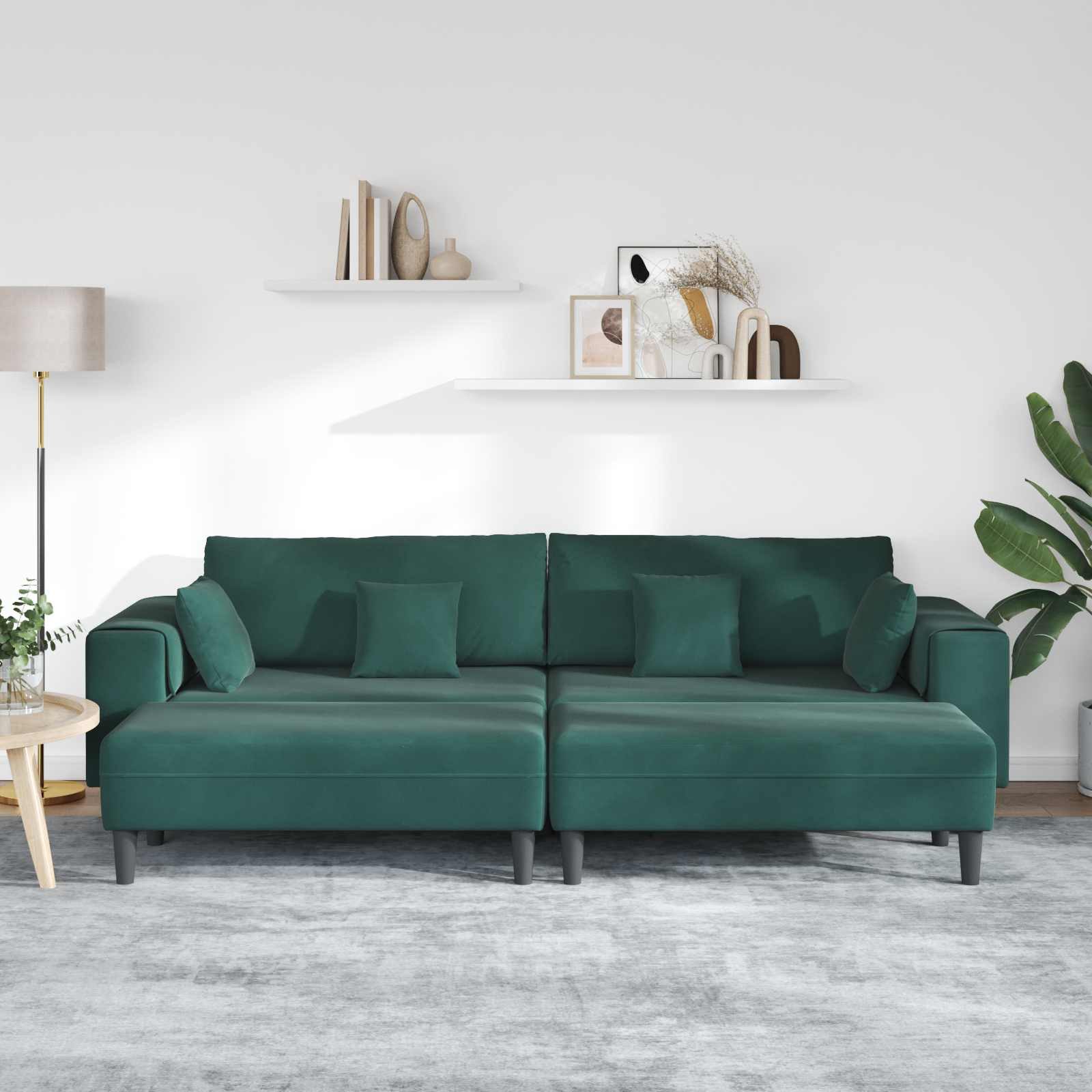 vidaXL Sofa Sofa mit Kissen 3 pcs Dunkelgrün Samt, 3 Teile günstig online kaufen