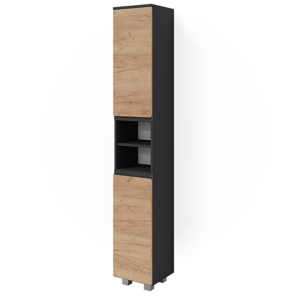 Vicco Hochschrank J-Shape, Anthrazit/Eiche, 30 x 190 cm (1-St)