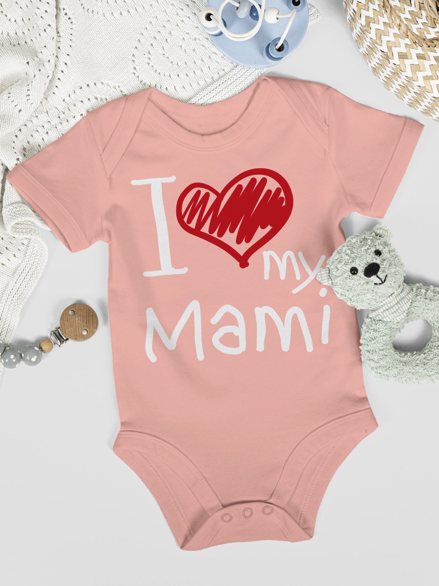 weiß 1 I my Shirtbody Mami love Muttertagsgeschenk Babyrosa Shirtracer (1-tlg)