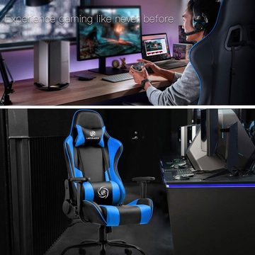 LUCKRACER Gaming-Stuhl Bürostuhl Gamer Ergonomischer Stuhl Einteiliger Stahlrahmen (Packung), 150KG Belastbar, mit Wippfunktion