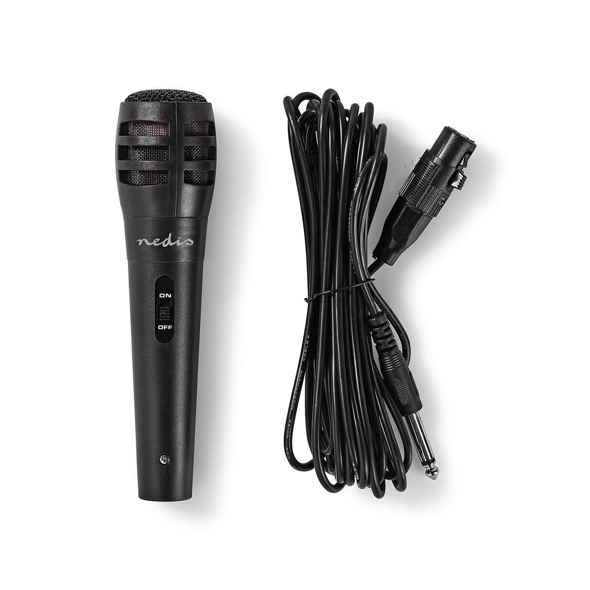 Nedis Mikrofon MPWD15BK (1-tlg), Cardioid, abnehmbares Kabel, ideal für Präsentationen und Karaoke