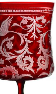 Casa Padrino Digestifglas Luxus Brandy Glas 6er Set Rot / Silber Ø 9 x H. 14,5 cm - Handgefertigte und handgravierte Cognacgläser - Hotel & Restaurant Accessoires - Luxus Qualität