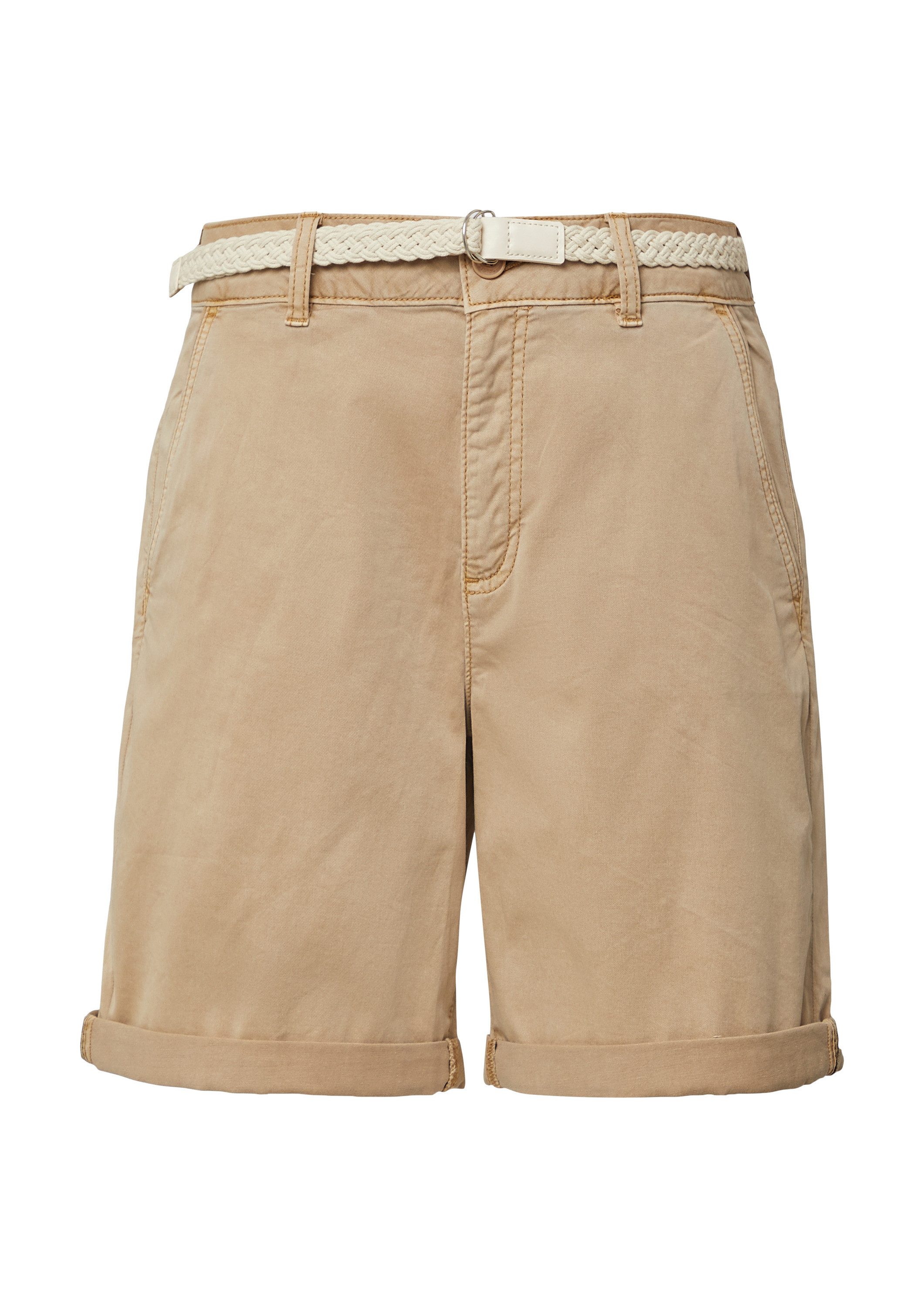 s.Oliver Shorts Hose Shorts mit geflochtenem Gürtel und Garment Dye günstig online kaufen