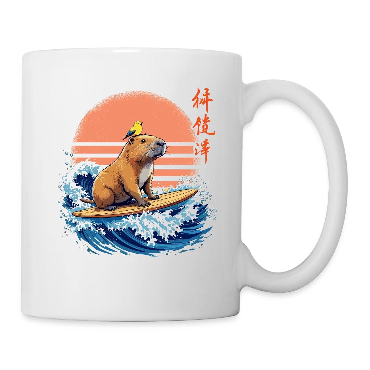 Spreadshirt Tasse Surfendes Capybara, Capybara Auf Welle Tasse, Keramik