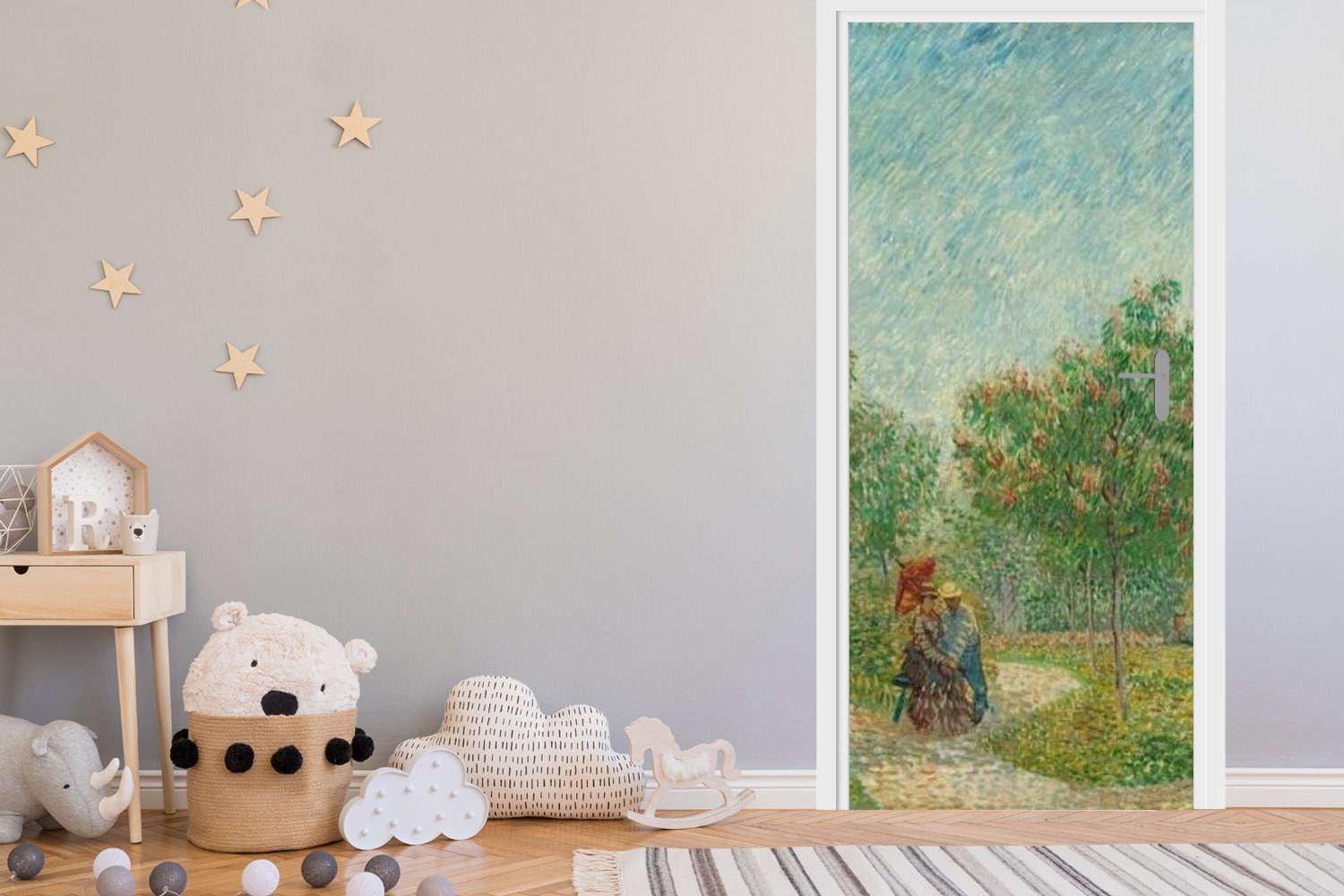 Türaufkleber, - Liebenden Matt, cm bedruckt, 75x205 Türtapete Tür, St), MuchoWow van für Gogh, Vincent mit Garten (1 Fototapete