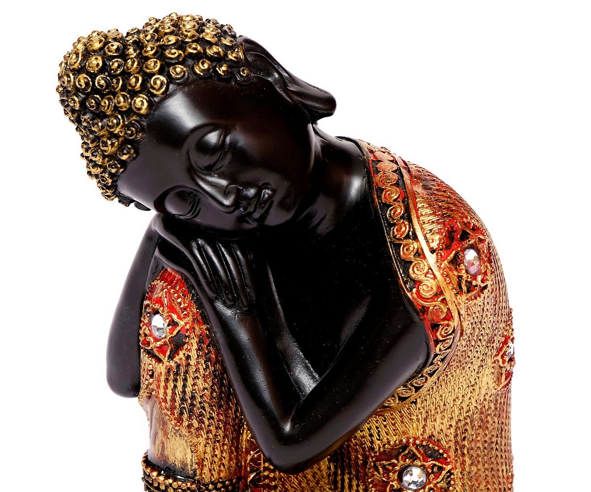 Meditierend Polyresin Dekofigur schlafend aus sitzend cm Schwarz-Goldfarbene Buddha-Figur Buddha Feng Dekofigur 16 Brillibrum Thai-Buddha ruhend Shui Buddha