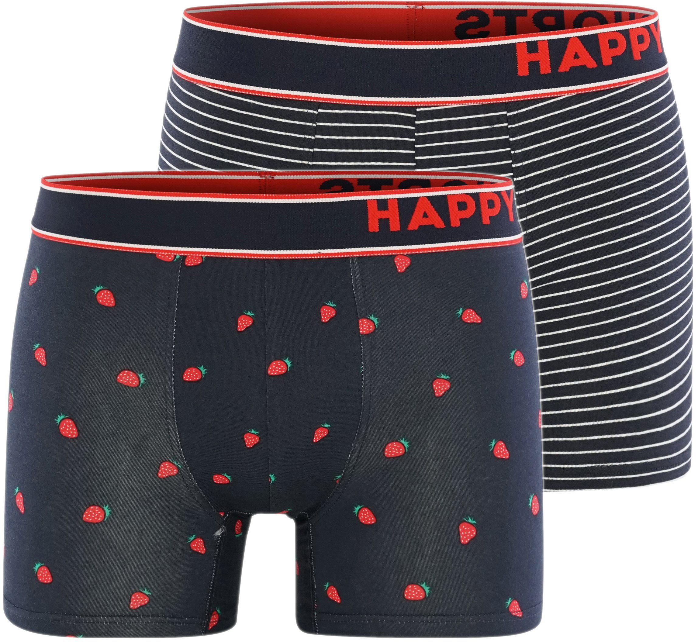 HAPPY SHORTS Stripe and (2-St) Strawberries Retro Pants 2-Pack Trunks