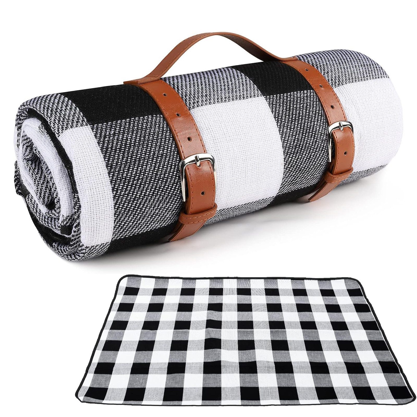 Picknickdecke Wasserdichte Campingdecke, Strandunterlage Picknick-Matte mit PU-Griff